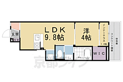 京都市山科区四ノ宮垣ノ内町アパート 1LDKの間取図画像