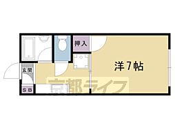 第二舟岡山荘 1Kの間取図画像