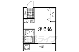 コテージ鹿王 1Kの間取図画像