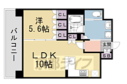 リーガル京都河原町五条2 1LDKの間取図画像