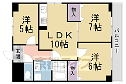 パインフィールド二条城 3LDKの間取図画像