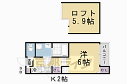ハーモニーテラス淀木津町 1Kの間取図画像