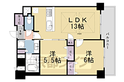プレサンスロジェ四条大宮駅前 2LDKの間取図画像