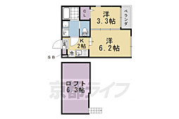 京都市伏見区深草佐野屋敷町アパート 1LDKの間取図画像