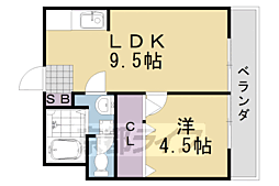 プレジール桂 1LDKの間取図画像