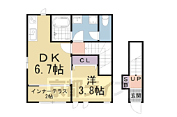 コンフォール横木 1DKの間取図画像