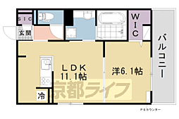 GRAMM竹田B棟 1LDKの間取図画像