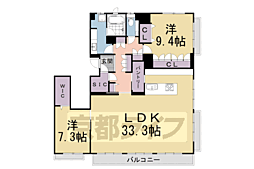 パーチェ三条菊鉾町 2LDKの間取図画像