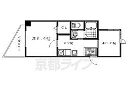 サムティ京都西大路 2Kの間取図画像