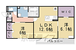 草津市野村5丁目アパート 2LDKの間取図画像