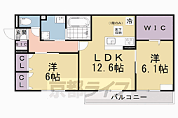 草津市野村5丁目アパート 2LDKの間取図画像