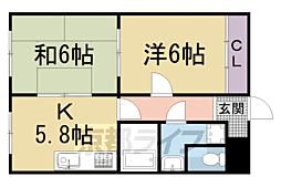 上阿達谷口マンション 2DKの間取図画像
