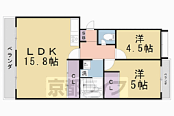 ヴィラきぬがさ 2LDKの間取図画像