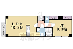 アクール桂 1LDKの間取図画像