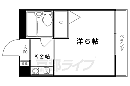 KINDEN 1Kの間取図画像