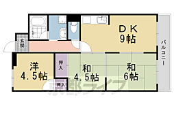 嵯峨野ロイヤルハイツ 3LDKの間取図画像