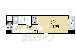 エスタシオン・デ・山科三品 1Kの間取図画像
