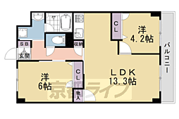 セントリヴィエ二条 2LDKの間取図画像