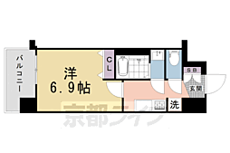 京都市上京区長門町マンション 1Kの間取図画像