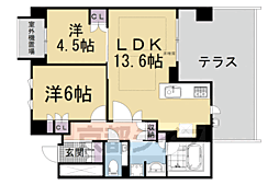 ザ・パークハウス京都聖護院 2LDKの間取図画像