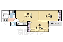 ヒカルサ枚方高野道 2LDKの間取図画像