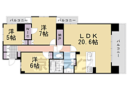 グランマークシティ東向日駅前イーストコート 3LDKの間取図画像
