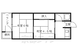 葵荘 2階2Kの間取り