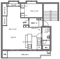東京都住宅供給公社町田木曽住宅ト-9 1LDKの間取図画像