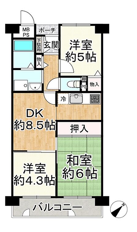 3DK 間取り