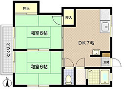 メグミハイツ 2DKの間取図画像