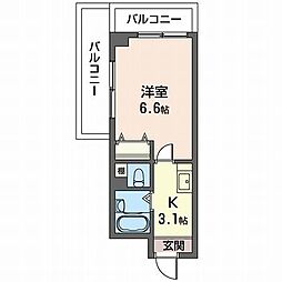 3Dビル 3階1Kの間取り
