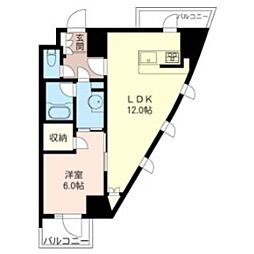 エスティメゾン大井仙台坂 4階1LDKの間取り