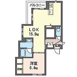 リベルテ 戸越 2階1LDKの間取り