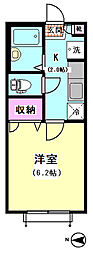 パピヨン南大井 1Kの間取図画像