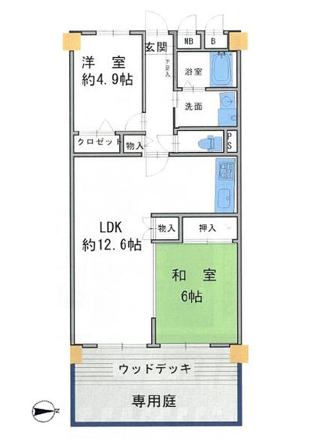 中津パークマンション(2LDK) 1階の間取り