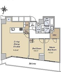 Ｂｒｉｌｌｉａ　Ｔｏｗｅｒ堂島 42階2LDKの間取り