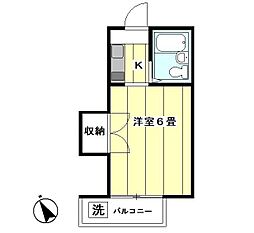 メゾンドブラン 2階1Kの間取り