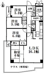 ヴィルヌーブ豊中曽根東町 4LDKの間取図画像
