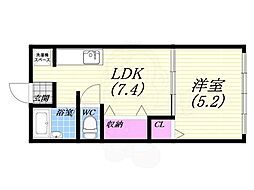 藤本マンション 1LDKの間取図画像