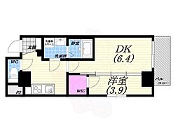 ソルテラス甲子園口クレアスト 2階1DKの間取り
