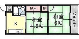 コーポ西宮 2Kの間取図画像