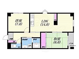 クォーターバレル木津山 2LDKの間取図画像