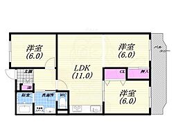 芦屋山ノ手アーバンライフ 3LDKの間取図画像