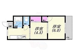 ハイツ英和 3階2DKの間取り