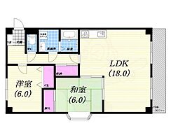 グランデ苦楽園口 2LDKの間取図画像