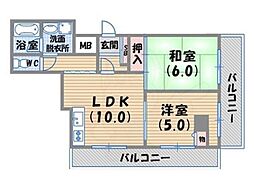 アダチイエムビル 2LDKの間取図画像