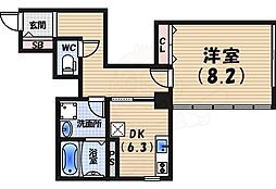 コロナール甲子園 1DKの間取図画像