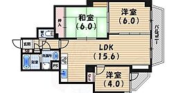 パーク・ノヴァ夙川 3LDKの間取図画像