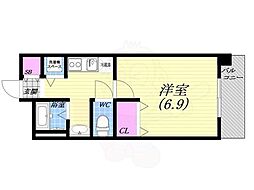 アプリーレ西宮武庫川 1Kの間取図画像