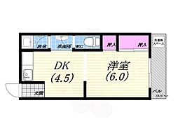 藤岡マンション 1DKの間取図画像